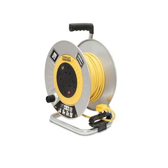 STANLEY® Electrical Open Metal Drum Cable Reel 240V 13A 4-Socket + 2 USB