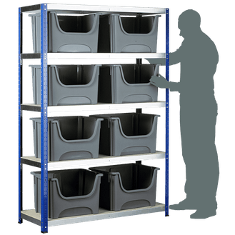 BARTON Extra Wide Shelving System c/w Space Bin Containers