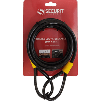 Securit S1233 Double Loop Steel Cable 2.5mx8mm