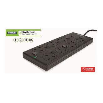 STATUS® Individually Switched Extension Lead 240V 8-Gang 13A Black 2m