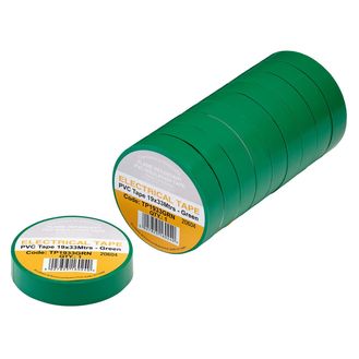 Draper 29499 Green PVC Electrical Insulation Tape, 19mm x 33m (Pack of 10)