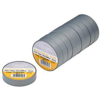 Draper 29500 Grey PVC Electrical Insulation Tape, 19mm x 33m (Pack of 10)
