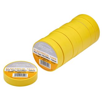 Draper 29502 Yellow PVC Electrical Insulation Tape, 19mm x 33m (Pack of 10)