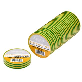 Draper 29504 Green/Yellow PVC Electrical Insulation Tape, 19mm x 33m (Pack of 10)