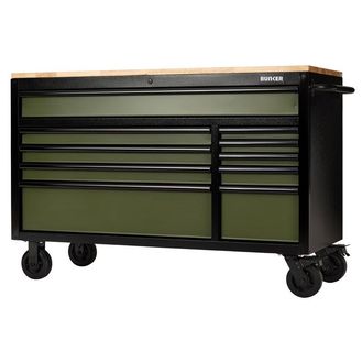 Draper 27221 BUNKER&amp;#174; 10 Drawer Workbench Roller Tool Cabinet, 56", Green
