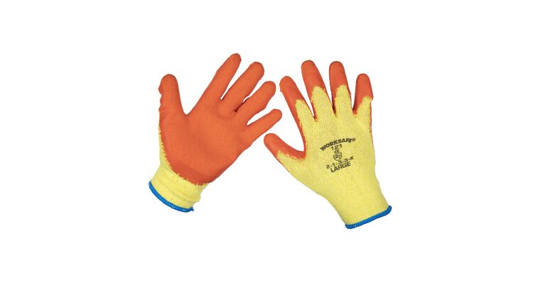 Sealey Super Grip Knitted Gloves Latex Palm (Large) - Pack of 12 Pairs 9121L/12