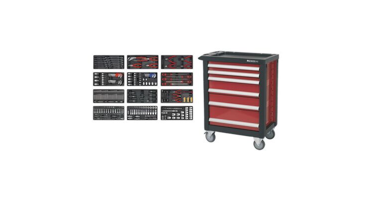 Sealey Rollcab 6 Drawer with Ball Bearing Slides with 298pc Tool Kit AP2406TBTC01