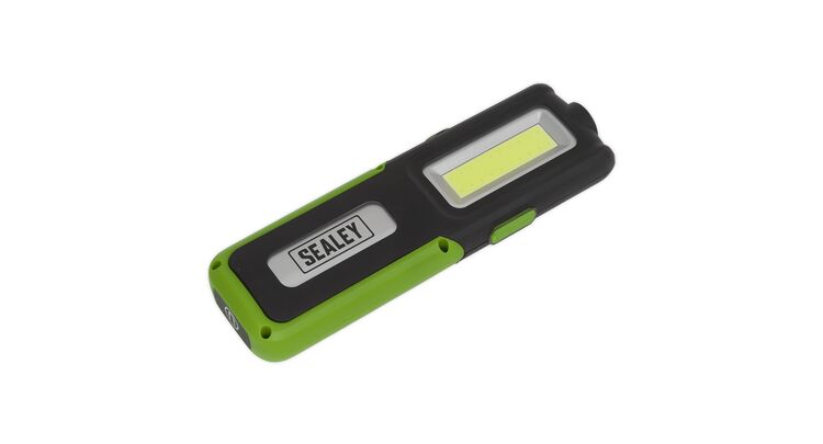 Sealey Rechargeable Inspection Lamp Green 5W COB + 3W LED + Power Bank LED318G