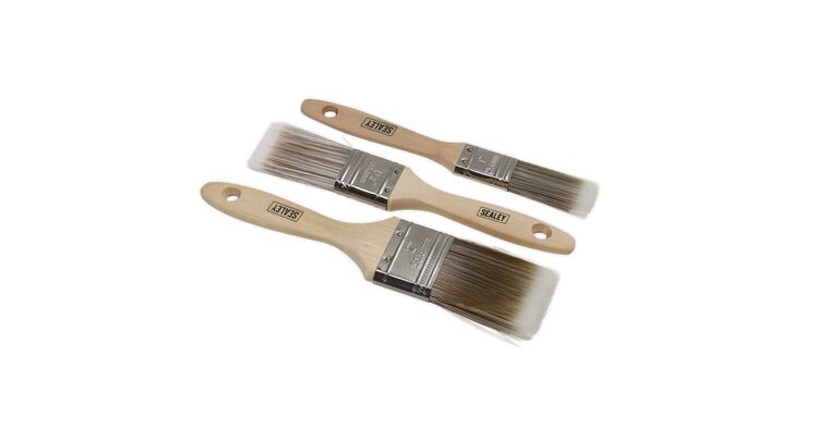 Sealey Wooden Handle Paint Brush Set 3pc SPBS3W