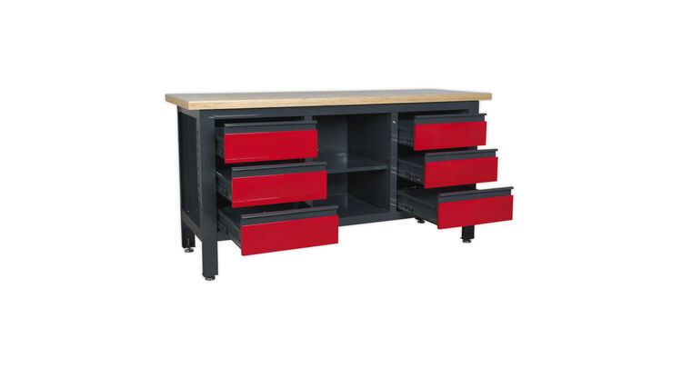 Sealey AP1905D Workstation with 6 Drawers & Open Storage