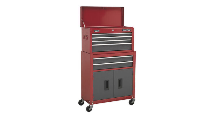 Sealey AP2200BB Topchest & Rollcab Combination 6 Drawer with Ball Bearing Slides - Red/Grey