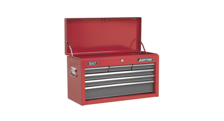 Sealey AP2201BB Topchest 6 Drawer with Ball Bearing Slides - Red/Grey