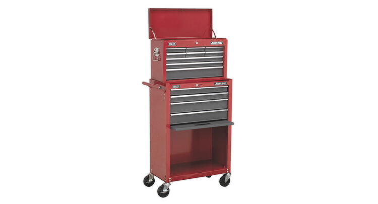 Sealey AP22513BB Topchest & Rollcab Combination 13 Drawer with Ball Bearing Slides - Red/Grey