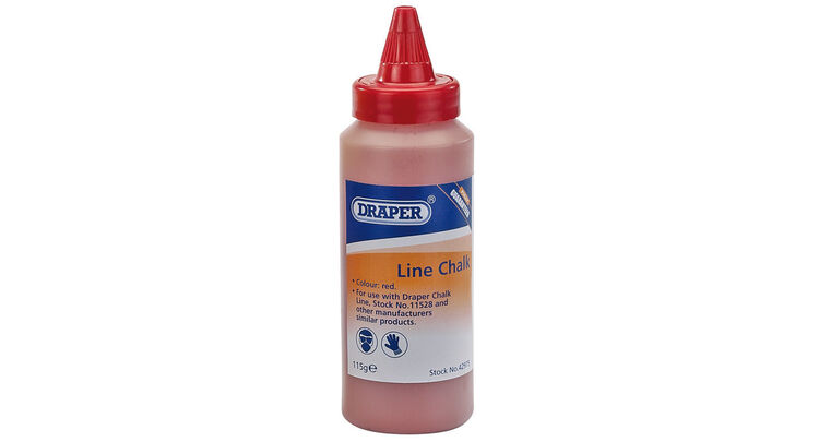 Draper 42975 115G Plastic Bottle of Red Chalk for Chalk Line