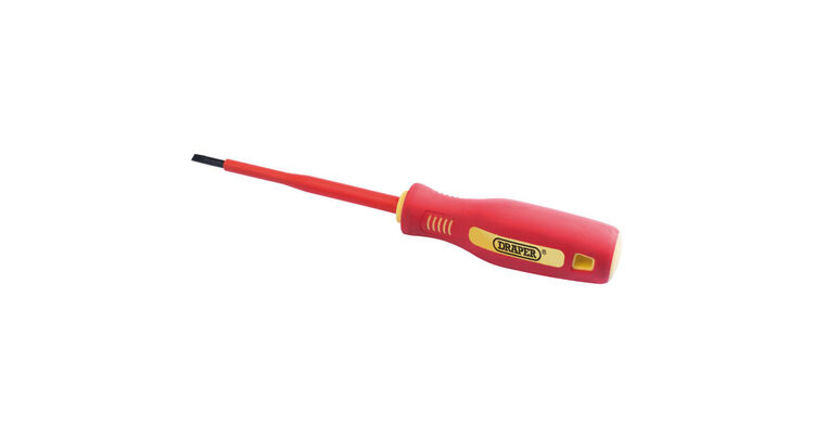 Draper 46523 4mm x 100mm Fully Insulated Plain Slot Screwdriver. (Sold Loose)