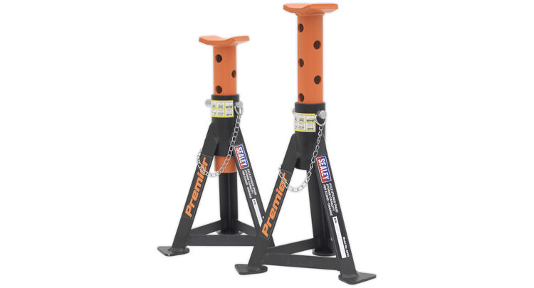 Sealey AS3O Axle Stands (Pair) 3tonne Capacity per Stand Orange