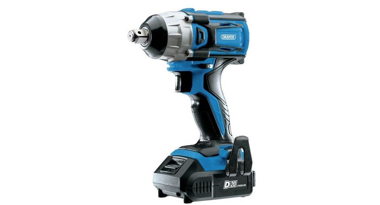 Draper 55343 D20 20V Brushless 1/2" Mid-Torque Impact Wrench with 2 x 2Ah Batteries and Charger (250Nm)