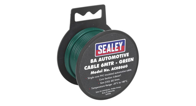 Sealey AC0806G Automotive Cable Thick Wall 8A 6m Green