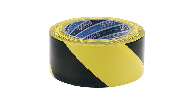 Draper 63382 33M x 50mm Black and Yellow Adhesive Hazard Tape Roll