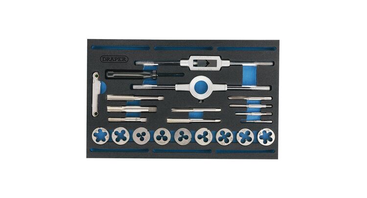 Draper 63520 Combination Tap and Die Set - Metric and BSP in EVA Foam Insert Tray (22 Piece)