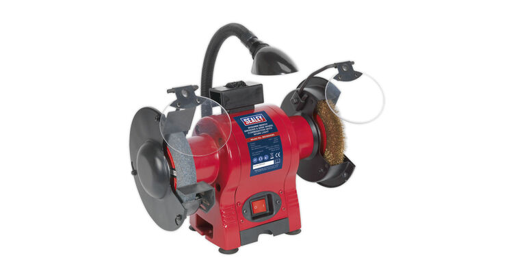 Sealey BG150XWL Bench Grinder &#8709;150mm & Wire Wheel Combination with Work Light 250W/230V