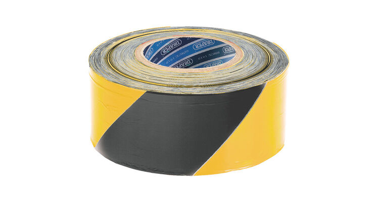 Draper 69009 500M x 75mm Black and Yellow Barrier Tape Roll