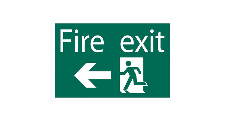 Draper 72448 Fire Exit Arrow Left' Safety Sign