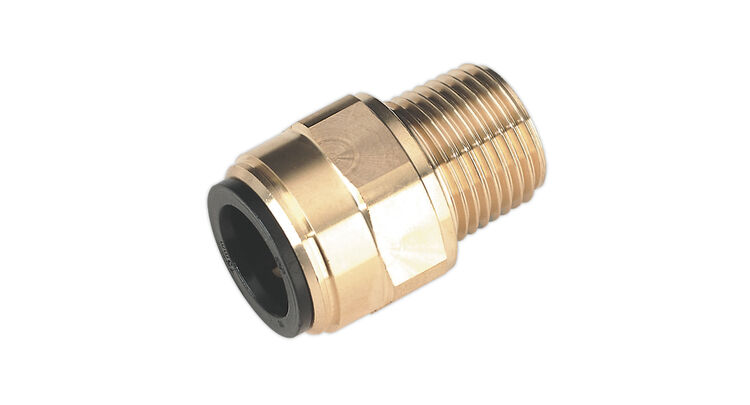 Sealey CAS15BSA Straight Adaptor 15mm x 1/2"BSPT Brass (John Guest Speedfit&reg; - MM011504N)