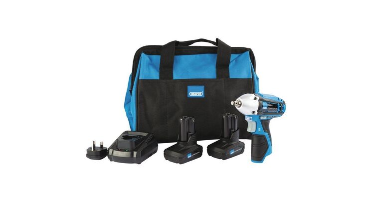 Draper 99721 Storm Force&#174; 10.8V Power Interchange Impact Wrench Kit (+2 x 4Ah Batteries, Charger and Bag)