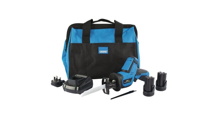 Draper 99726 Storm Force&#174; 10.8V Power Interchange Reciprocating Saw Kit (+2 x 1.5Ah Batteries, Charger and Bag)