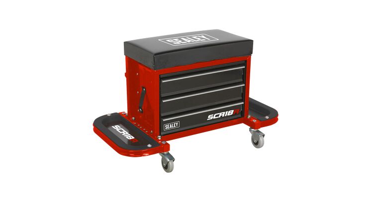Sealey SCR18R Mechanic's Utility Seat & Toolbox - Red