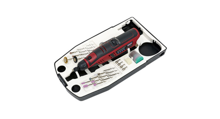 Sealey CP1207 Cordless Multipurpose Rotary Tool & Engraver Kit 49pc 12V Li-ion - Body Only