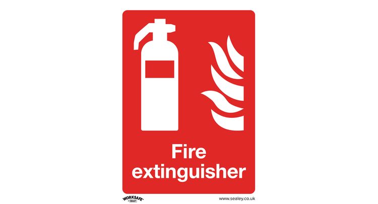 Sealey SS15P10 Prohibition Safety Sign - Fire Extinguisher - Rigid Plastic - Pack of 10