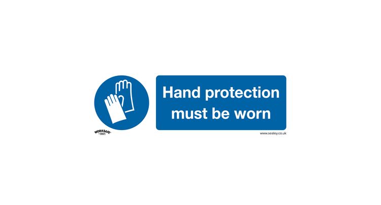 Sealey SS6P10 Mandatory Safety Sign - Hand Protection Must Be Worn - Rigid Plastic - Pack of 10