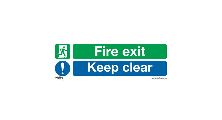 Sealey SS32P10 Safe Conditions Safety Sign - Fire Exit Keep Clear (Large) - Rigid Plastic - Pack of 10