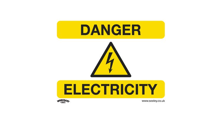 Sealey SS41P1 Warning Safety Sign - Danger Electricity - Rigid Plastic