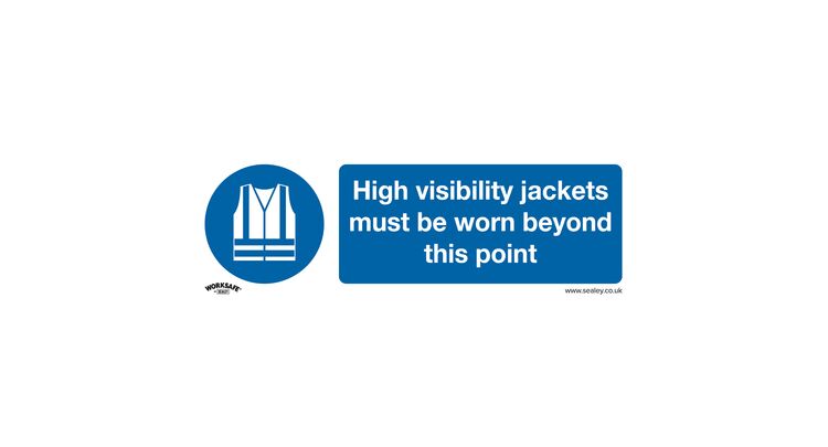 Sealey SS9V10 Mandatory Safety Sign - High Visibility Jackets Must Be Worn Beyond This Point - Self-Adhesive Vinyl - Pack of 10