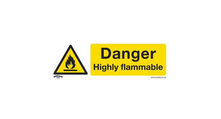 Sealey SS45V10 Safety Sign - Danger Highly Flammable - Self-Adhesive Vinyl - Pack of 10