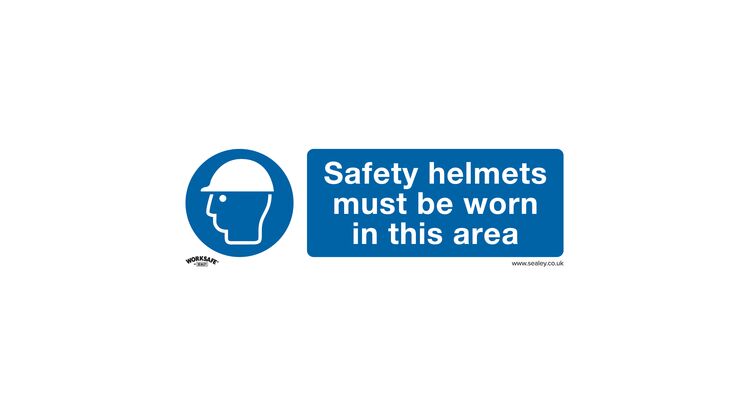 Sealey SS8V1 Mandatory Safety Sign - Safety Helmets Must Be Worn In This Area - Self-Adhesive Vinyl