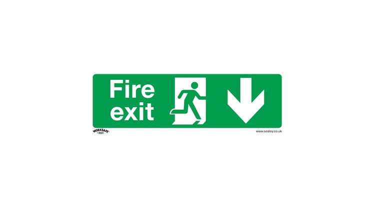 Sealey SS22V10 Safe Conditions Safety Sign - Fire Exit (Down) - Self-Adhesive Vinyl - Pack of 10