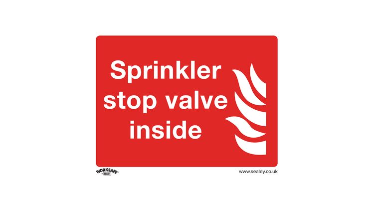 Sealey SS23P10 Safe Conditions Safety Sign - Sprinkler Stop Valve - Rigid Plastic - Pack of 10