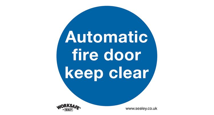 Sealey SS3V1 Mandatory Safety Sign - Automatic Fire Door Keep Clear - Self-Adhesive Vinyl