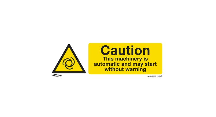 Sealey SS47V1 Warning Safety Sign - Caution Automatic Machinery - Self-Adhesive Vinyl