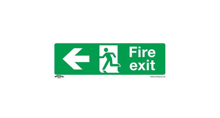 Sealey SS25P10 Safe Conditions Safety Sign - Fire Exit (Left) - Rigid Plastic - Pack of 10