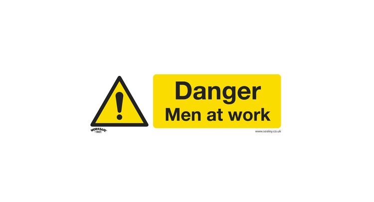 Sealey SS46V10 Warning Safety Sign - Danger Men At Work - Self-Adhesive Vinyl - Pack of 10