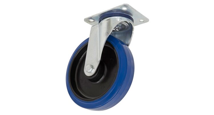 Sealey SCW3100SPEM Heavy-Duty Blue Elastic Rubber Swivel Castor Wheel Ø100mm - Trade
