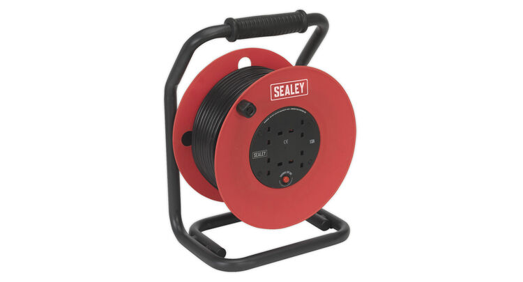 Sealey CR50/1.5 Cable Reel 50m 4 x 230V 1.5mm² Heavy-Duty Thermal Trip