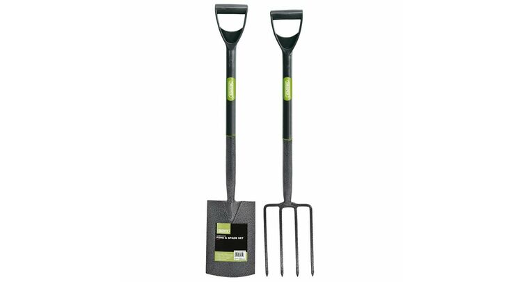 Draper 83971 Carbon Steel Garden Fork and Spade Set, Black