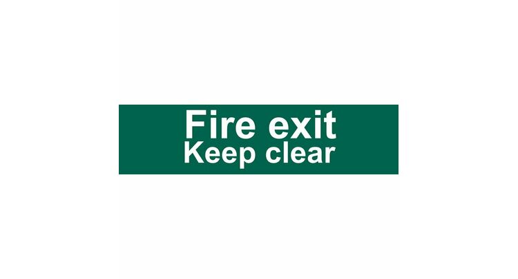 Draper 73221 Fire Exit Keep Clear' Safety Sign, 200 x 50mm