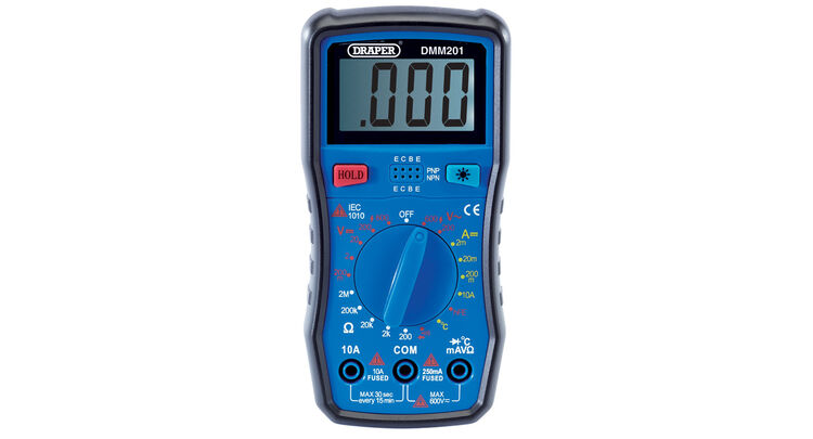 Draper 41818 Manual-Ranging Digital Multimeter, 1 x Test Leads, 1 x Temp Probe, 1 x Case